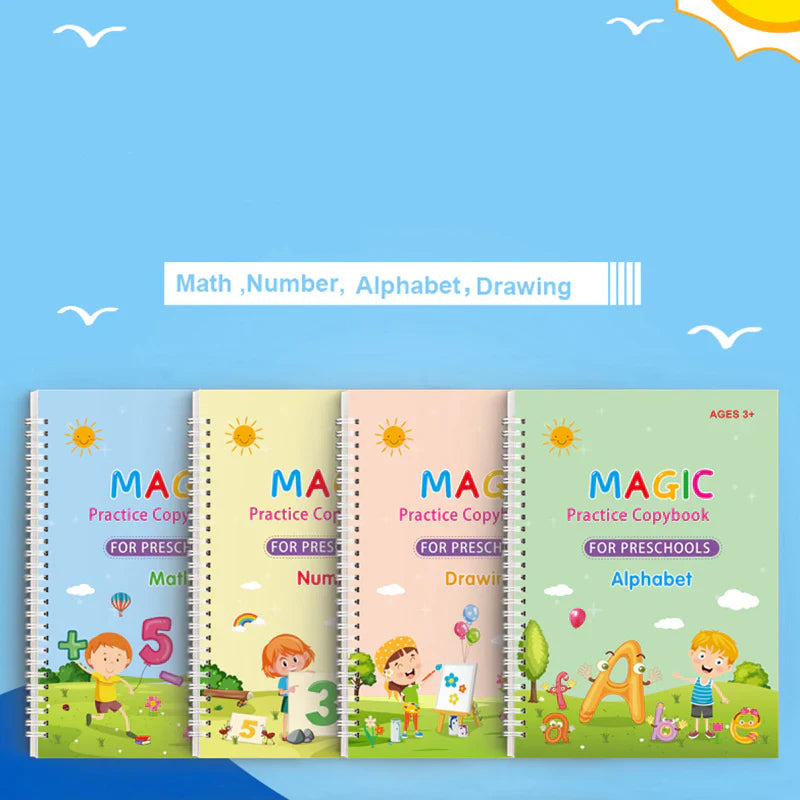Kids Magic Practice Book Set of 4-Kids learning for Home and school with 10 refill pens - Image 5